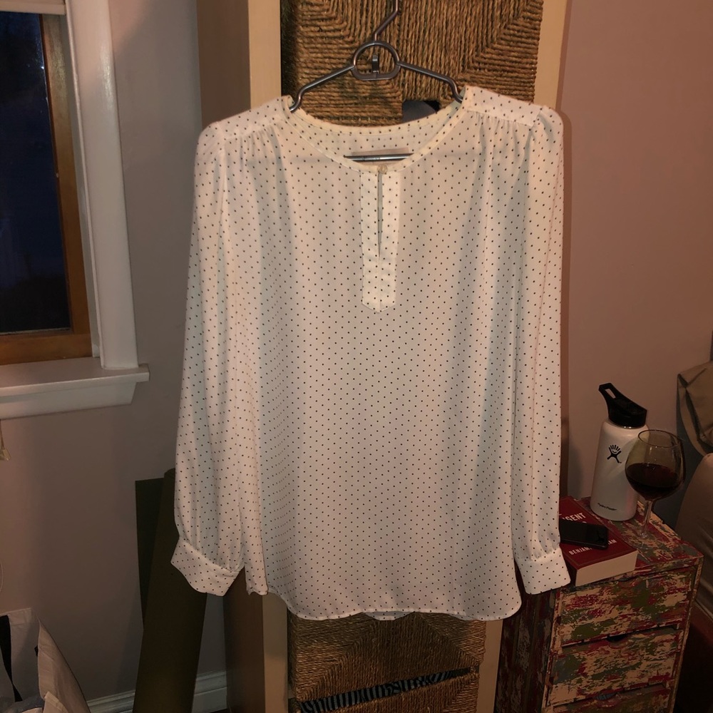 White polka dot dress shirt